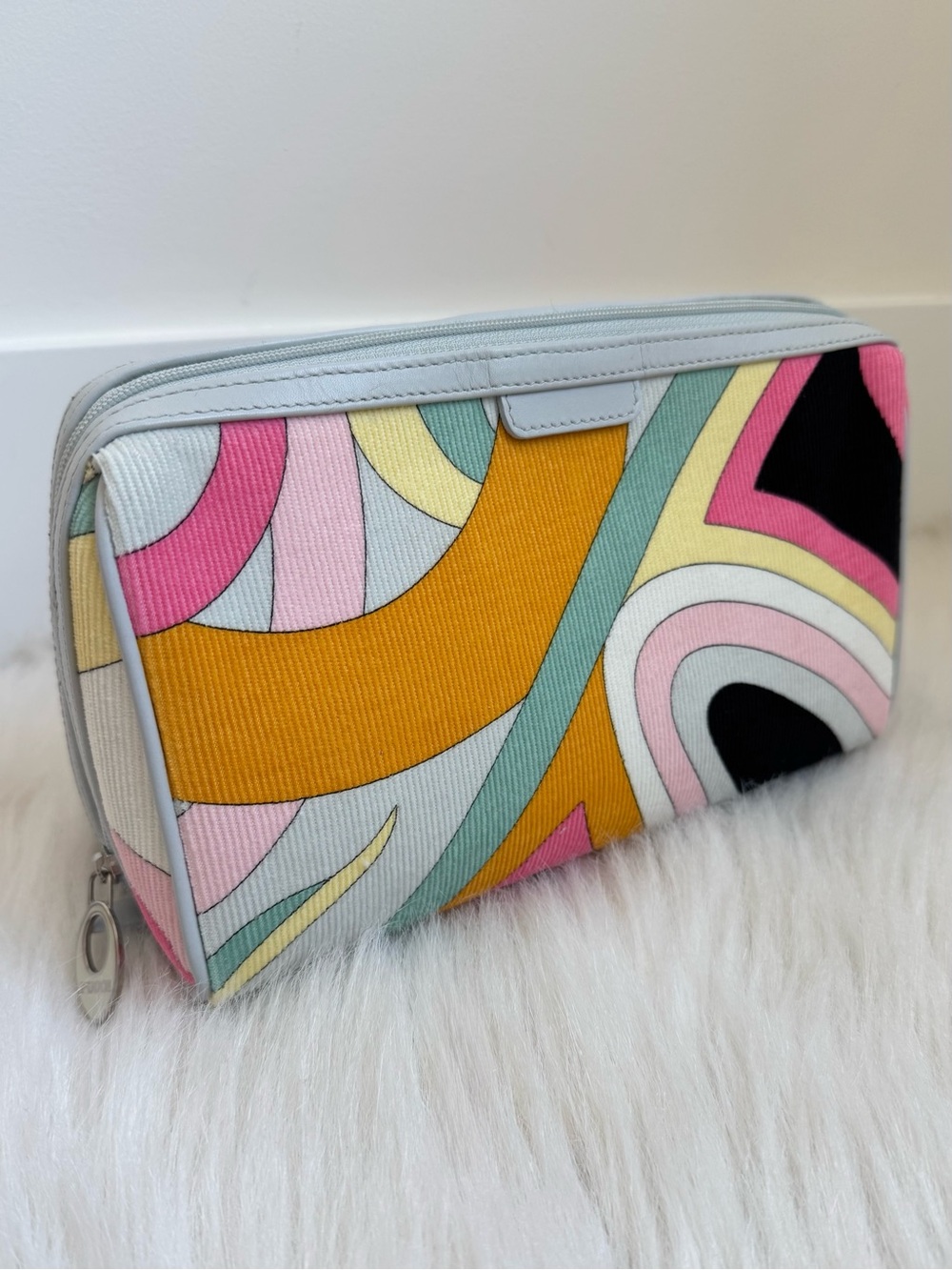 Emilio pucci large multicolor cosmetic pouch clutch bag